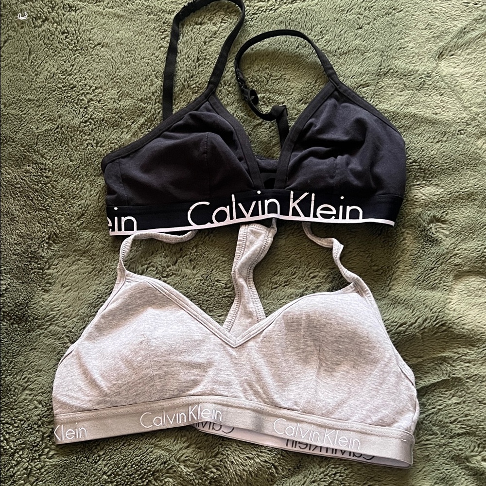 Calvin Klein Black and Gray Bralette Duo